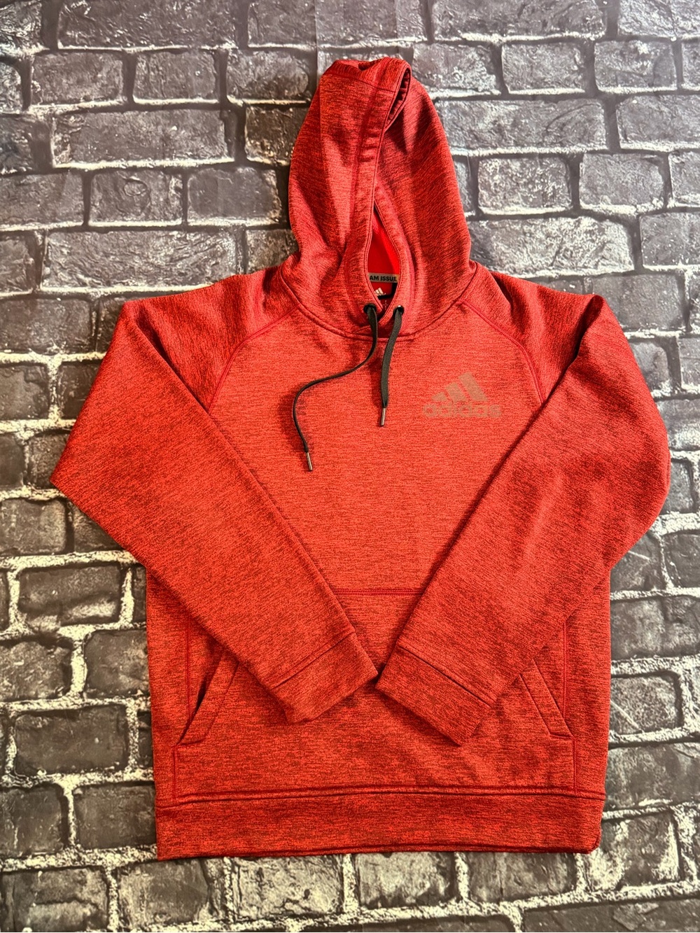adidas Men's Red Hooded Sweatshirt Pullover